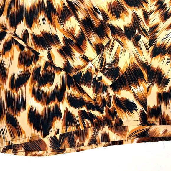 Vintage Fu Da Silk Animal Leopard Tiger Print & Face Blouse Sz M - Picture 15 of 16